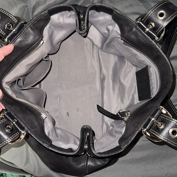 COACH F13732 Woman’s SOHO Pleated Black Leather Shoulder Bag Tote Purse - Picture 10 of 13